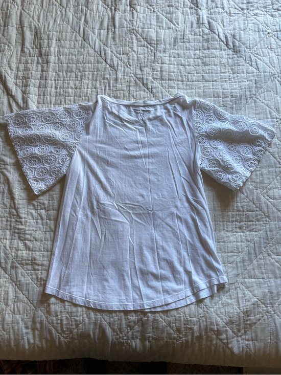 LOFT Tops - LOFT White Eyelet Lace Short Sleeve Tee